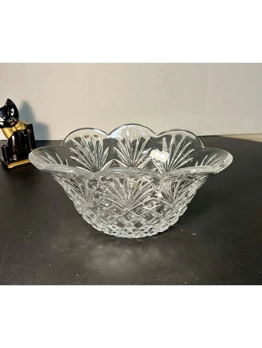 Shannon Designs of Ireland 1980s Pineapple Bowl Hand Cut Lead Crystal, 12x4.5”